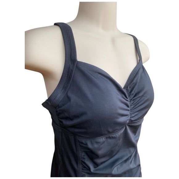 Jantzen One Piece Skirt Swimsuit Ruched Retro Swim dress Bathing Suit size 8 - Picture 4 of 11